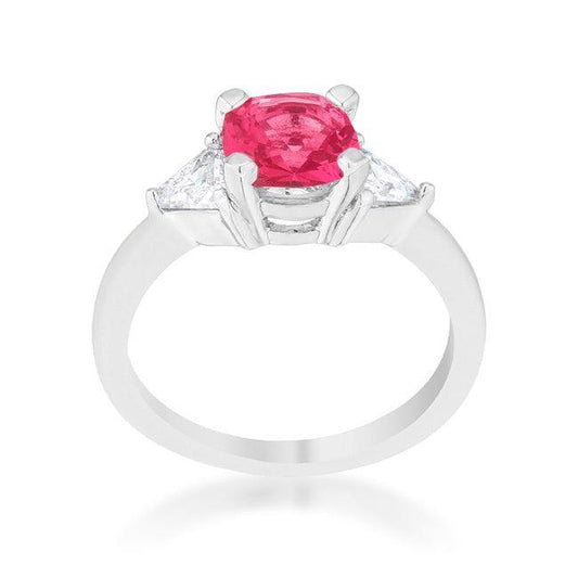 Shonda 1.8ct Fuchsia CZ Rhodium Cushion Classic Statement Ring - Flyclothing LLC