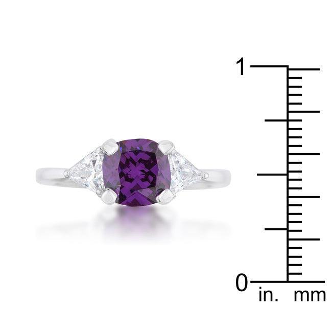 Shonda 1.8ct Amethyst CZ Rhodium Cushion Classic Statement Ring - Flyclothing LLC