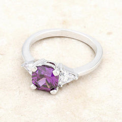 Shonda 1.8ct Amethyst CZ Rhodium Cushion Classic Statement Ring - Flyclothing LLC