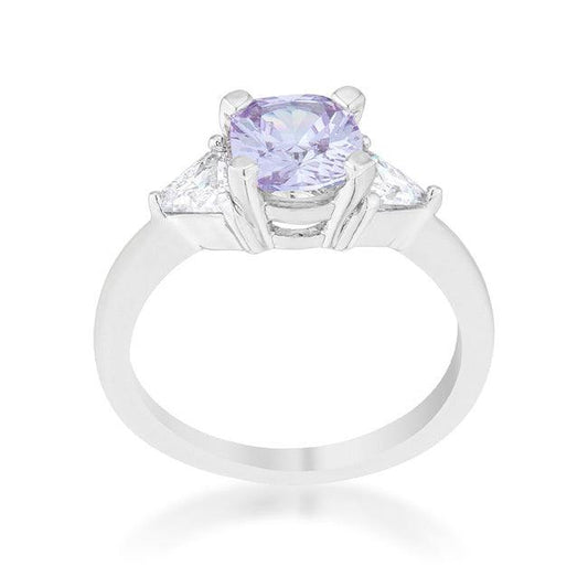 Shonda 1.8ct Lavender CZ Rhodium Cushion Classic Statement Ring - Flyclothing LLC