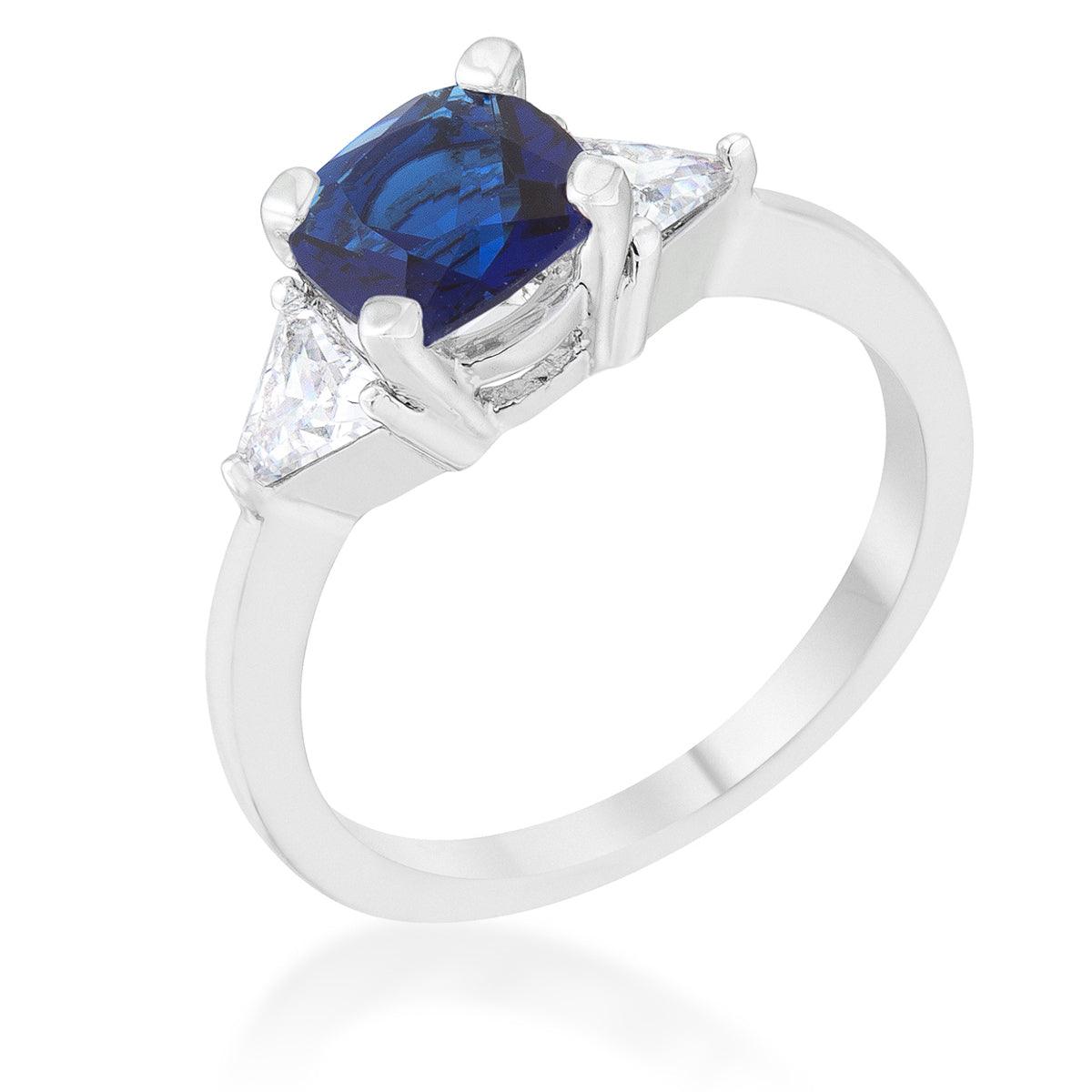 Shonda 1.8ct Sapphire CZ Rhodium Cushion Classic Statement Ring - Flyclothing LLC