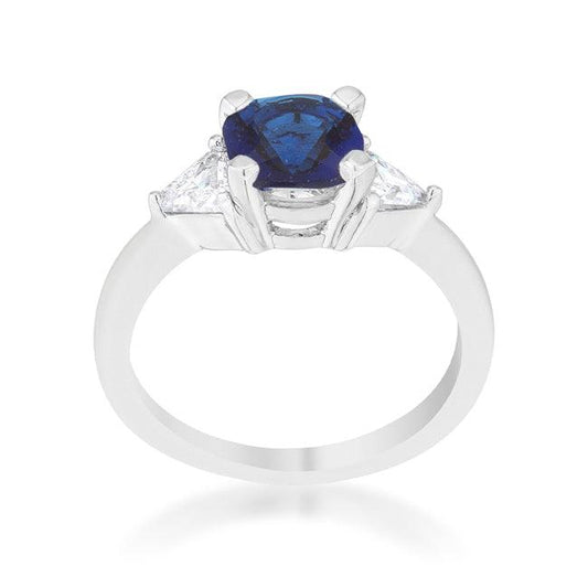 Shonda 1.8ct Sapphire CZ Rhodium Cushion Classic Statement Ring - Flyclothing LLC