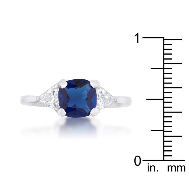 Shonda 1.8ct Sapphire CZ Rhodium Cushion Classic Statement Ring - Flyclothing LLC