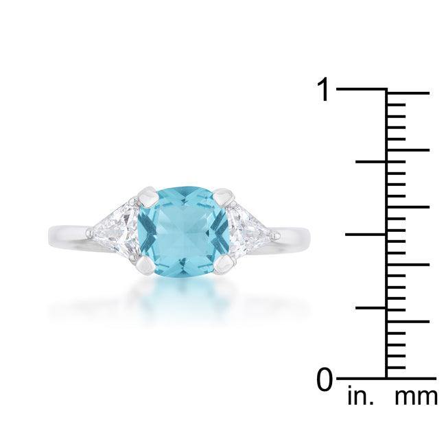 Shonda 1.8ct Blue Topaz CZ Rhodium Cushion Classic Statement Ring - Flyclothing LLC