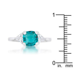 Shonda 1.8ct Aqua CZ Rhodium Cushion Classic Statement Ring - Flyclothing LLC