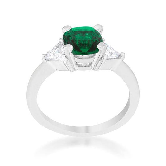 Shonda 1.8ct Emerald CZ Rhodium Cushion Classic Statement Ring - Flyclothing LLC