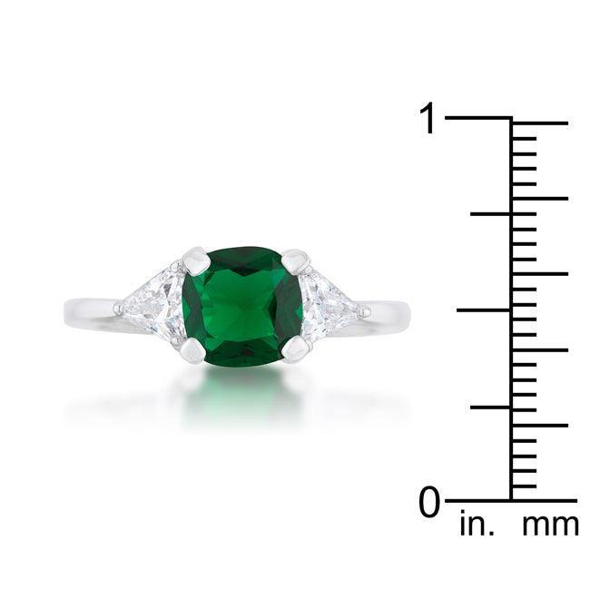 Shonda 1.8ct Emerald CZ Rhodium Cushion Classic Statement Ring - Flyclothing LLC