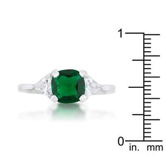 Shonda 1.8ct Emerald CZ Rhodium Cushion Classic Statement Ring - Flyclothing LLC