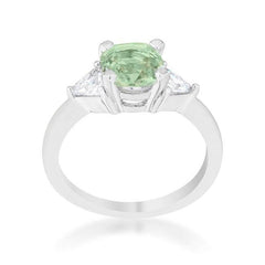 Shonda 1.8ct Peridot CZ Rhodium Cushion Classic Statement Ring - Flyclothing LLC