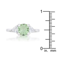 Shonda 1.8ct Peridot CZ Rhodium Cushion Classic Statement Ring - Flyclothing LLC