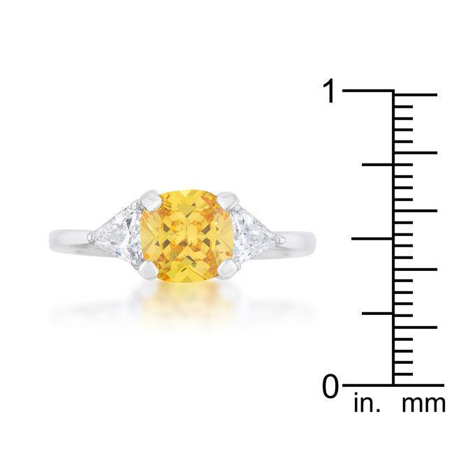 Shonda 1.8ct Canary CZ Rhodium Cushion Classic Statement Ring - Flyclothing LLC