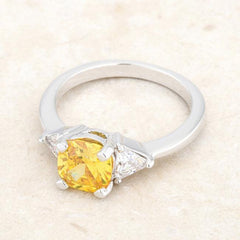 Shonda 1.8ct Canary CZ Rhodium Cushion Classic Statement Ring - Flyclothing LLC