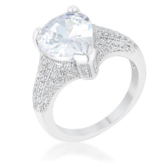 Rhyne 5.8ct CZ Rhodium Pear Cocktail Ring - Flyclothing LLC