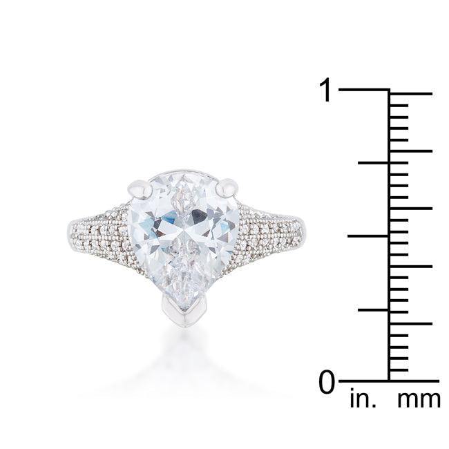 Rhyne 5.8ct CZ Rhodium Pear Cocktail Ring - Flyclothing LLC