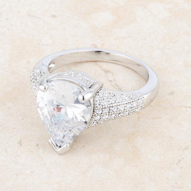 Rhyne 5.8ct CZ Rhodium Pear Cocktail Ring - JGI