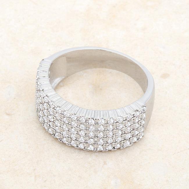 Gwen 1ct CZ Rhodium Wide Ring - JGI