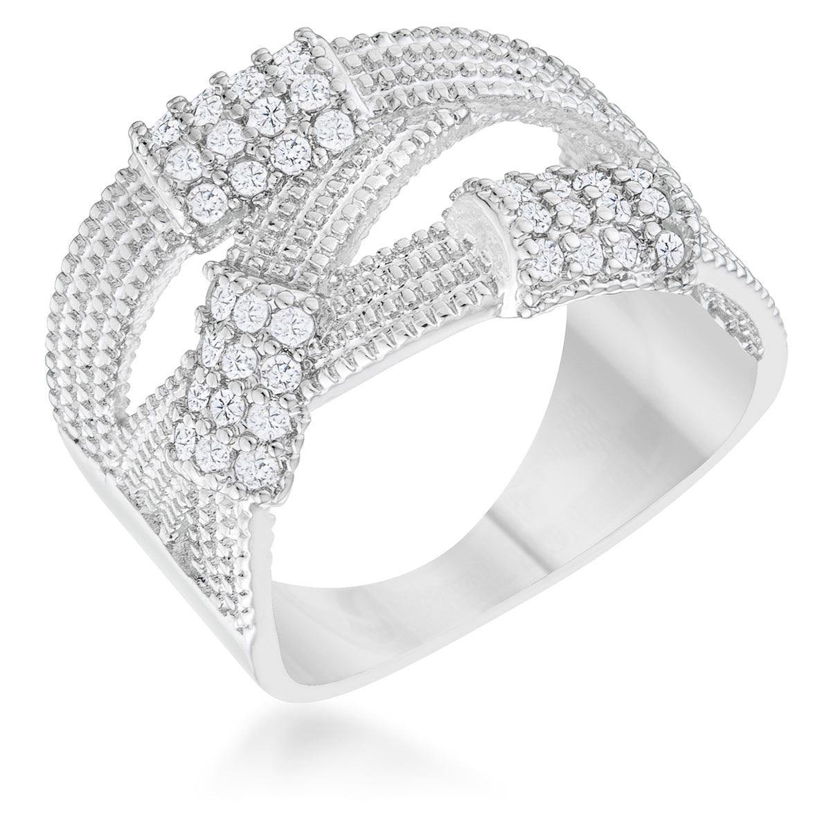 Peyton 0.36ct CZ Rhodium Wide Cable Statement Ring - Flyclothing LLC