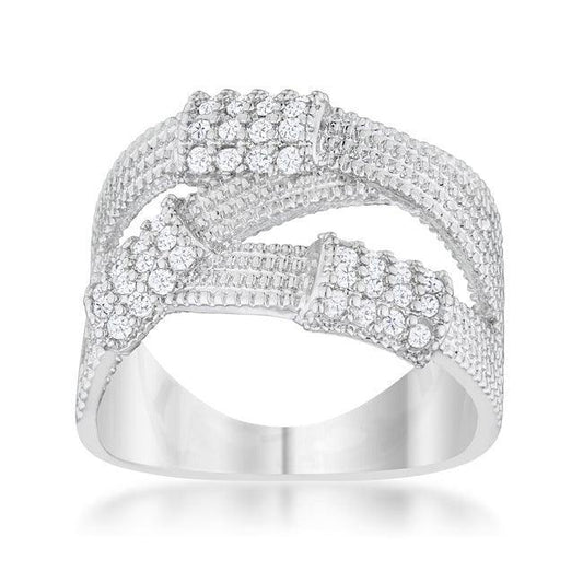 Peyton 0.36ct CZ Rhodium Wide Cable Statement Ring - Flyclothing LLC