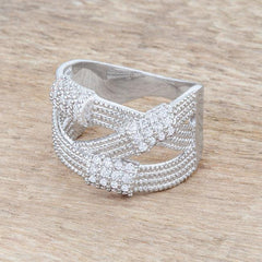 Peyton 0.36ct CZ Rhodium Wide Cable Statement Ring - Flyclothing LLC