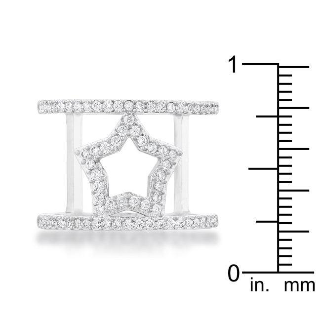 Nailey 0.75ct CZ Rhodium Star Contemporary Ring - Flyclothing LLC