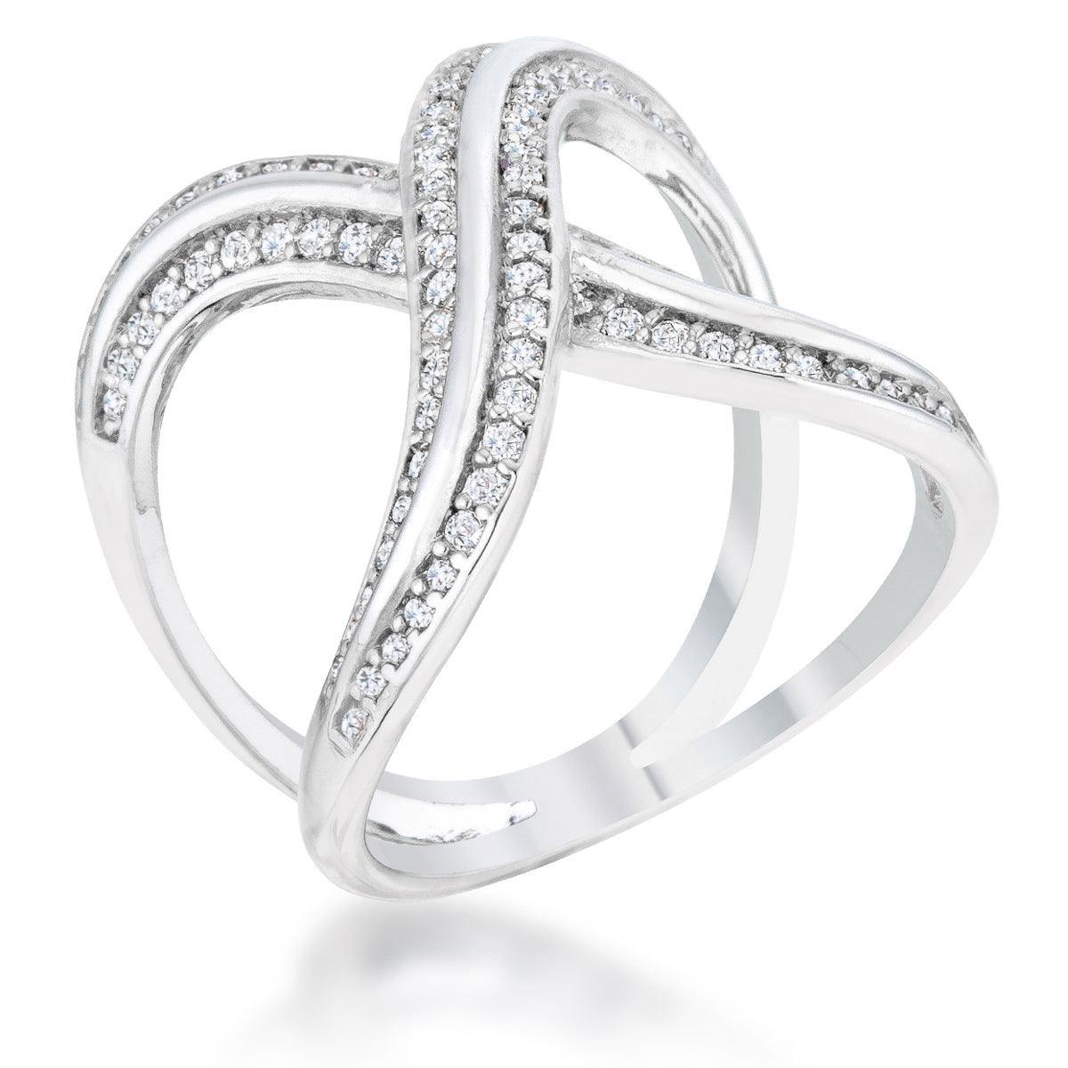 Christa 0.4ct CZ Rhodium Pave X Ring - JGI