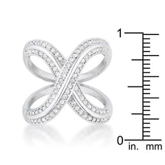 Christa 0.4ct CZ Rhodium Pave X Ring - JGI