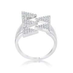 Nori 0.63ct CZ Rhodium Geometric Contemporary Ring - JGI