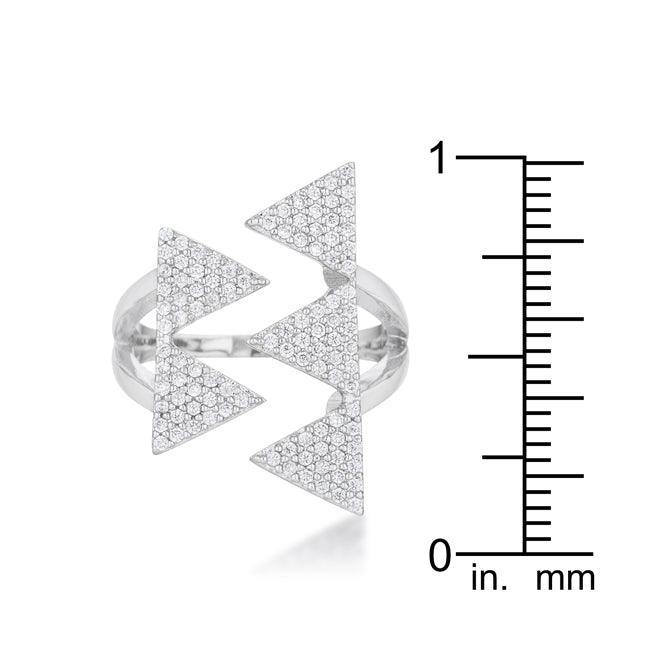 Nori 0.63ct CZ Rhodium Geometric Contemporary Ring - JGI