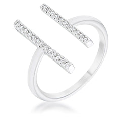 Sharna 12ct CZ Rhodium Parallel Contemporary Ring - Flyclothing LLC