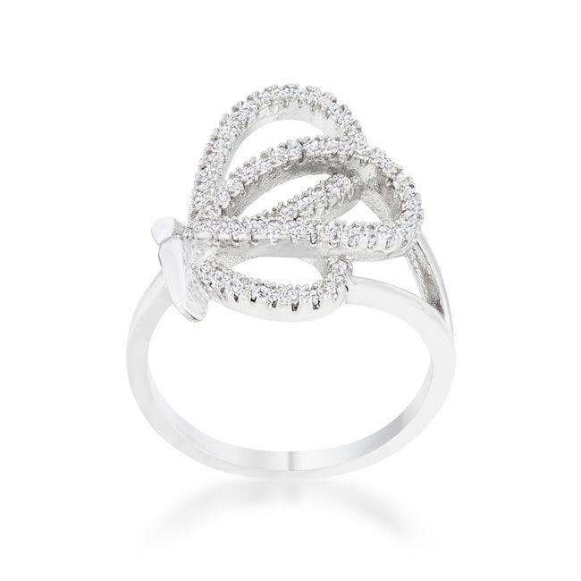 Bea 0.4ct CZ Rhodium Pave Butterfly Ring - JGI