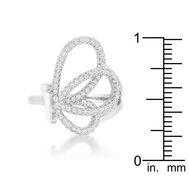 Bea 0.4ct CZ Rhodium Pave Butterfly Ring - JGI