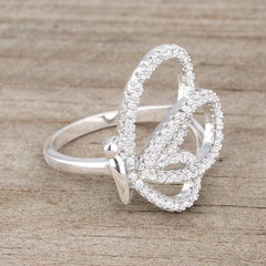 Bea 0.4ct CZ Rhodium Pave Butterfly Ring - JGI