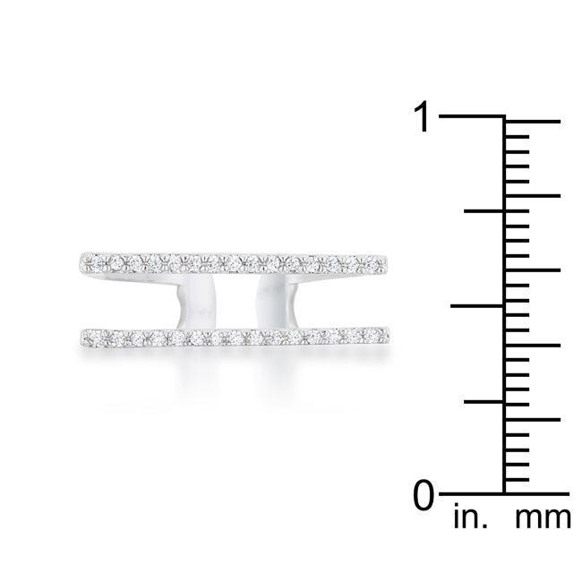 Jenn 0.2ct CZ Rhodium Pave Parallel Ring - Flyclothing LLC