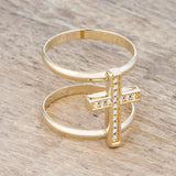 Francis 0.08ct CZ 14k Gold Contemporary Cross Ring - Flyclothing LLC