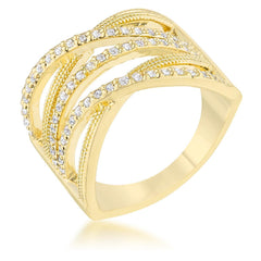 Greta 0.57ct CZ 14k Gold Wide Cocktail Cable Ring - JGI