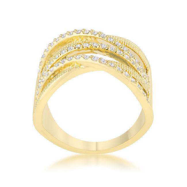 Greta 0.57ct CZ 14k Gold Wide Cocktail Cable Ring - JGI