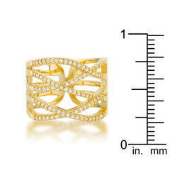 Mandy 0.6ct CZ 14k Gold Contemporary Wide Ring - Flyclothing LLC