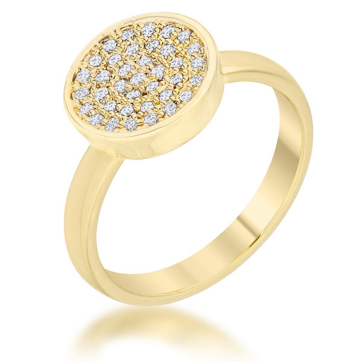 Krystal 0.2ct CZ 14k Gold Pave Circle Ring - Flyclothing LLC