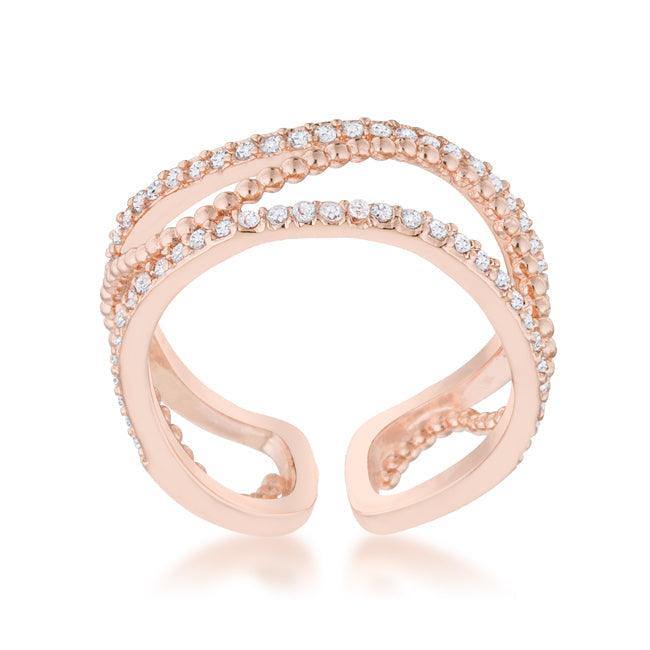 Marina 0.5ct CZ Rose Gold Abstract Cuff Ring - JGI