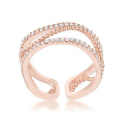 Marina 0.5ct CZ Rose Gold Abstract Cuff Ring - JGI