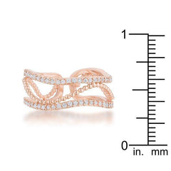 Marina 0.5ct CZ Rose Gold Abstract Cuff Ring - JGI