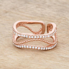 Marina 0.5ct CZ Rose Gold Abstract Cuff Ring - JGI