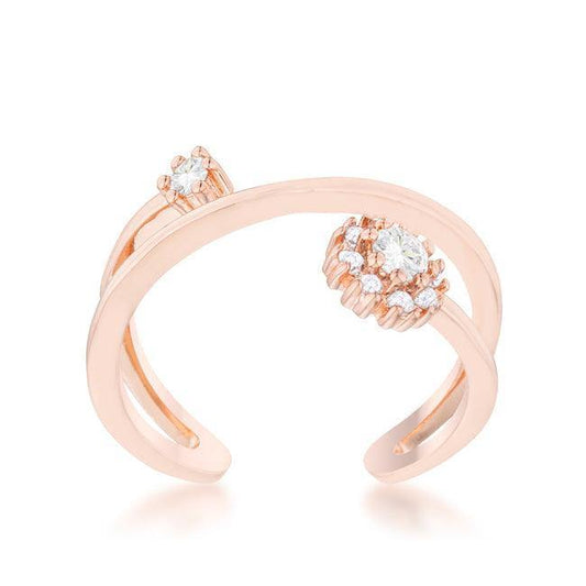 Krista 0.25ct CZ Rose Gold Abstract Wrap Ring - Flyclothing LLC