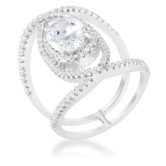 Maura 2.4ct CZ Rhodium Contemporary Cocktail Ring - Flyclothing LLC