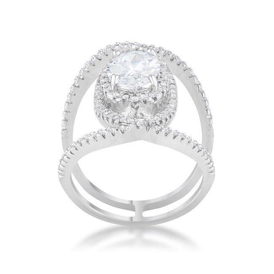 Maura 2.4ct CZ Rhodium Contemporary Cocktail Ring - Flyclothing LLC