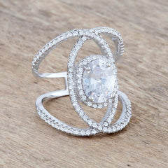 Maura 2.4ct CZ Rhodium Contemporary Cocktail Ring - Flyclothing LLC