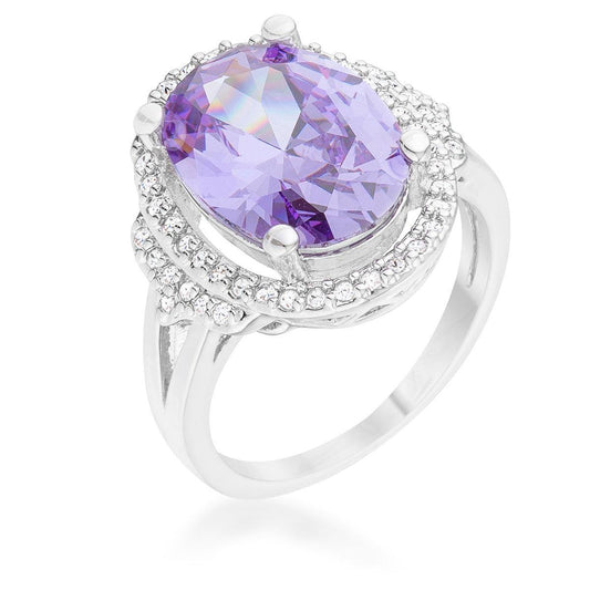 Melanie 5.95ct Amethyst CZ Rhodium Cocktail Ring - Flyclothing LLC