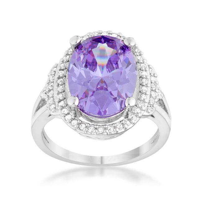 Melanie 5.95ct Amethyst CZ Rhodium Cocktail Ring - Flyclothing LLC