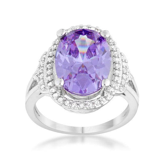 Melanie 5.95ct Amethyst CZ Rhodium Cocktail Ring - Flyclothing LLC