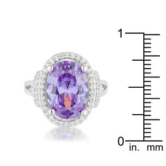 Melanie 5.95ct Amethyst CZ Rhodium Cocktail Ring - Flyclothing LLC